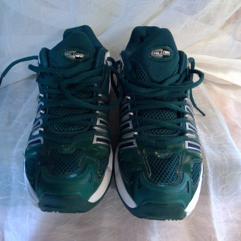 Adidas Green and White Sneakers, Running Shoes (Size 6 1/2) with Torsion System